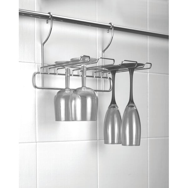 Závěsný držák na skleničky na víno z pochromované oceli ve stříbrné barvě Lonardo – Metaltex-image-1