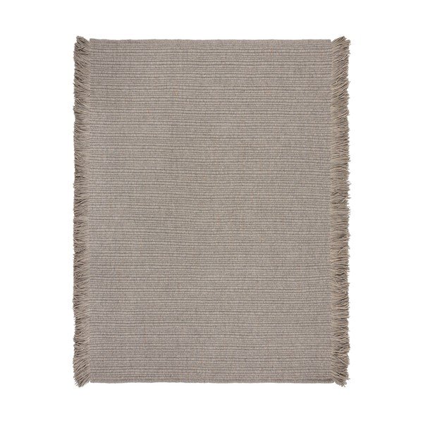 Šedý ručně tkaný koberec s příměsí vlny 160x230 cm Rene Fringed Ribbed – Flair Rugs