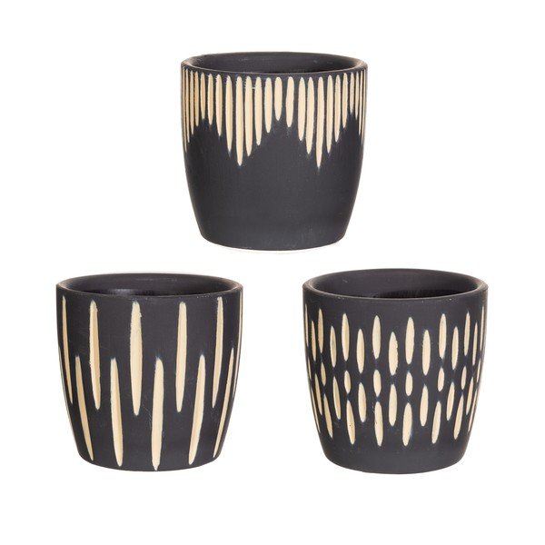 Obaly na květináče z terakoty v sadě 3 ks ø 8 cm Grafitto – Sass & Belle
