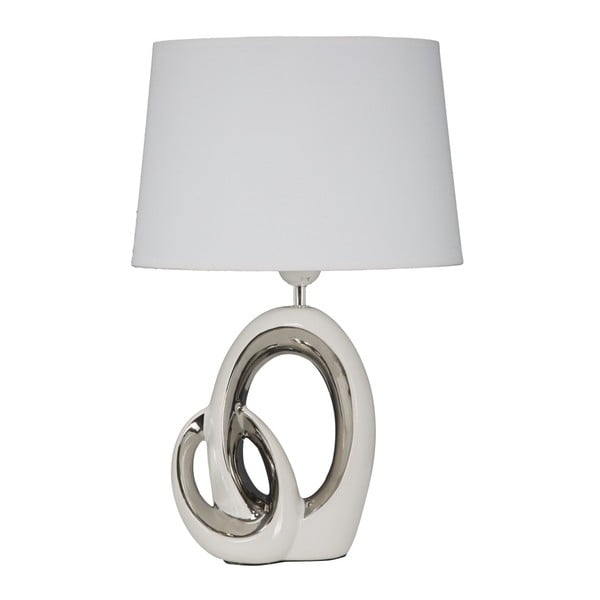 Bílostříbrná keramická stolní lampa Mauro Ferretti Hug, 28 x 43 cm