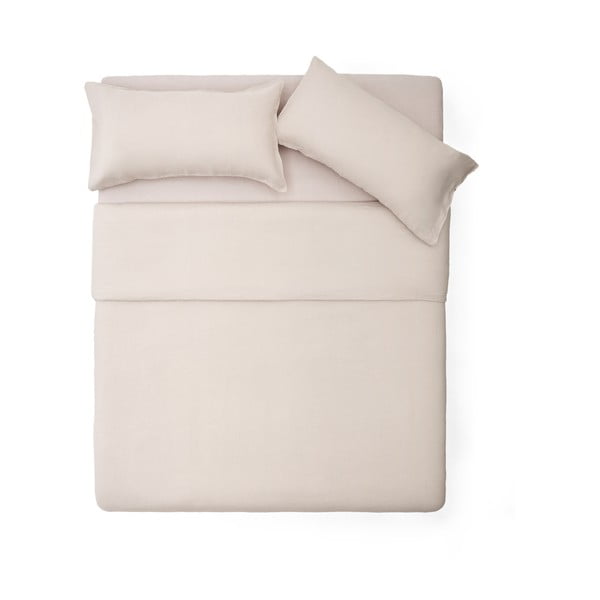 Povlečení šedobéžové na jednolůžko/prodloužené s příměsí lnu 150x220 cm Simmel – Kave Home