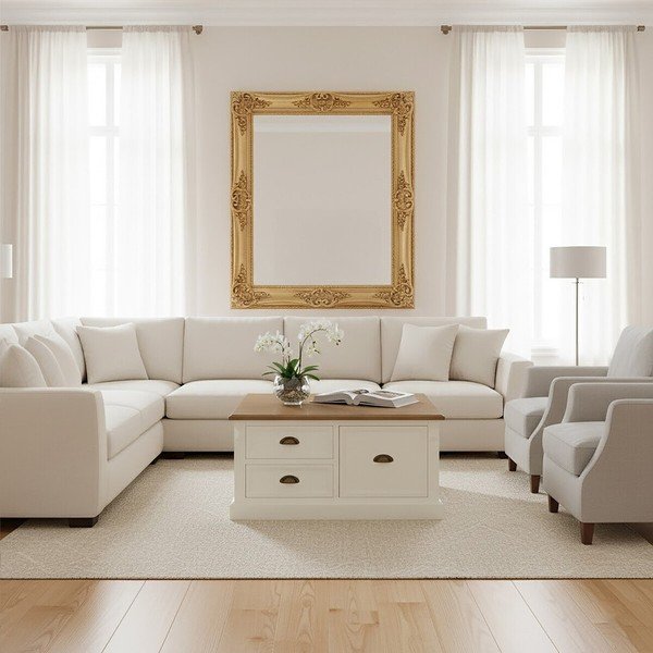 Bílý konferenční stolek v dekoru jedle 90x90 cm Hardwick – Premier Housewares-image-2