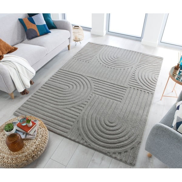 Šedý vlněný koberec Flair Rugs Zen Garden, 120 x 170 cm-image-1