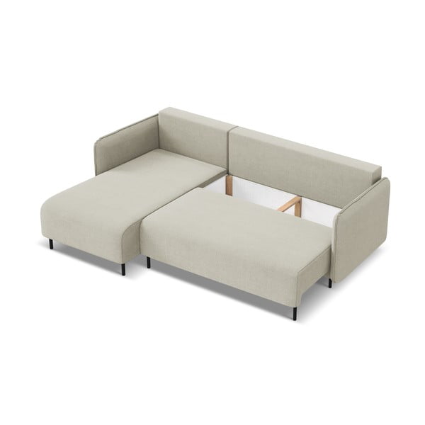 Béžová rozkládací/s úložným prostorem rohová pohovka (levý roh) Luana – Makamii-image-3