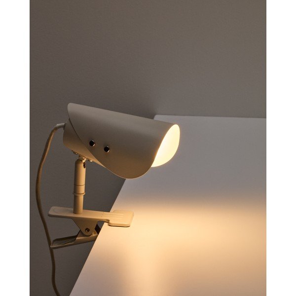 Světle šedá kovová stolní lampa s klipem (výška 16 cm) Jula – Kave Home-image-2