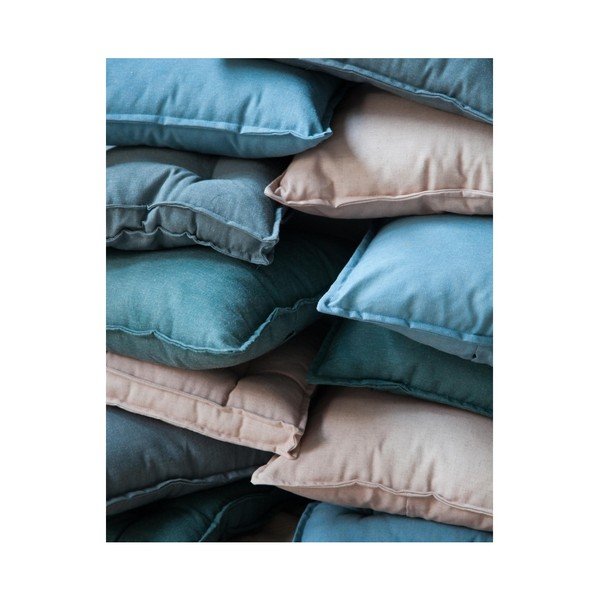 Modrý polštář s příměsí lnu Surdic Square, 37 x 37 cm-image-3