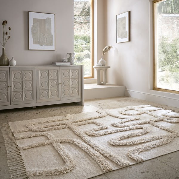 Béžový ručně tkaný vlněný koberec 160x230 cm Loma – Flair Rugs-image-1