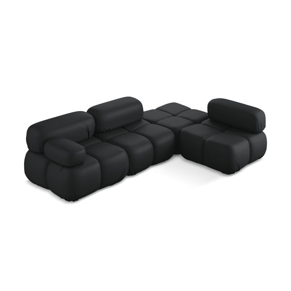 Černá modulární rohová pohovka z imitace kůže (pravý roh) Lokua – Makamii-image-2