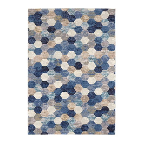 Modro-krémový koberec Elle Decoration Arty Manosque, 120 x 170 cm