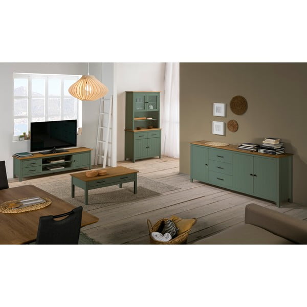 Zelená kredenc z borovicového dřeva 90x180 cm Miranda – Marckeric-image-1