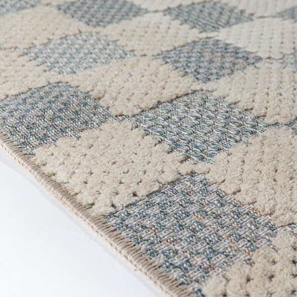Modrý pratelný koberec s příměsí bavlny 155x230 cm Muted Checkerboard – Flair Rugs-image-4