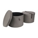 Šedé kartonové úložné boxy v sadě 2 ks s víkem ø 37,5x25,5 cm Rut Canvas Paper Laminate – Bigso