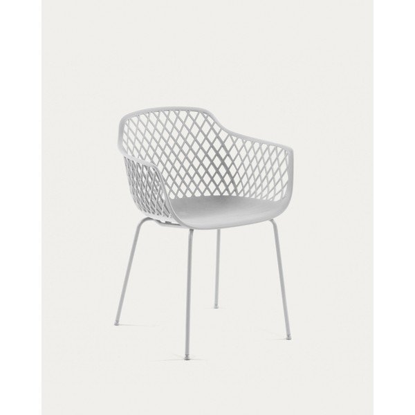 Bílá kovová zahradní židle Quinn – Kave Home-image-3