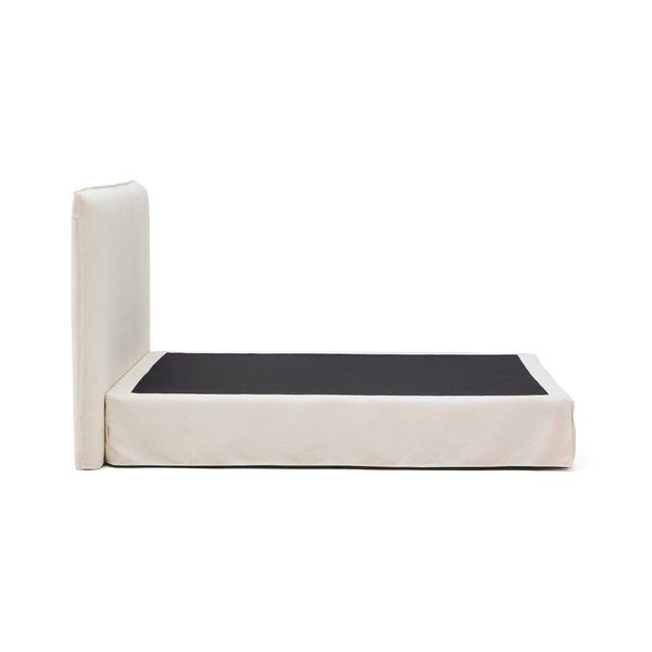 Bílá čalouněná dvoulůžková postel 160x200 cm Jaira – Kave Home-image-4