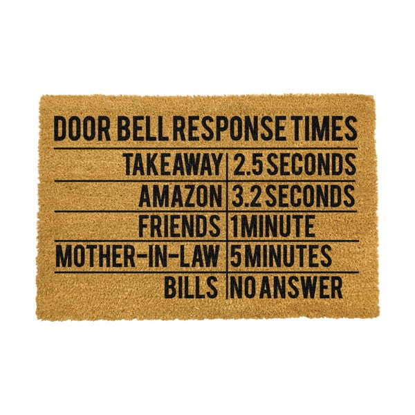 Rohožka z přírodního kokosového vlákna Artsy Doormats Door Bell Response Times, 40 x 60 cm