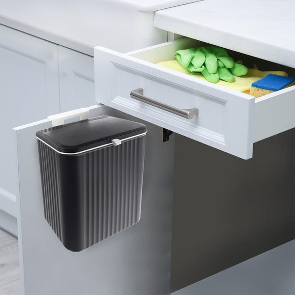 Černý plastový odpadkový koš 13 l – Orion-image-1