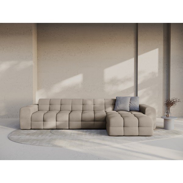 Hnědá rohová pohovka (pravý roh/s lenoškou) Kendal – Micadoni -image-1