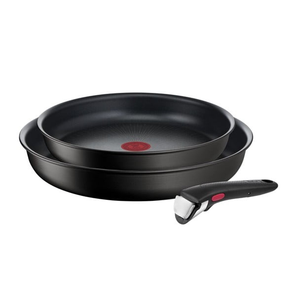 Hliníkové pánve s nepřilnavým povrchem a odnímatelnou rukojetí v sadě 2 ks ø 28 cm INGENIO Eco Resis L3979102 – Tefal
