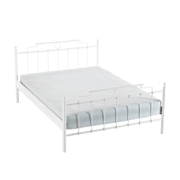 Bílá kovová dvoulůžková postel s roštem 140x200 cm Hatkus – Kalune Design