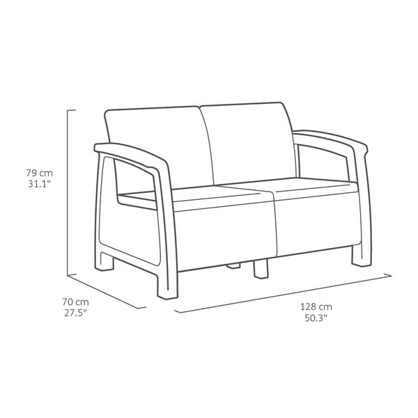 Tmavě šedý zahradní lounge set pro 4 Corfu – Keter-image-2