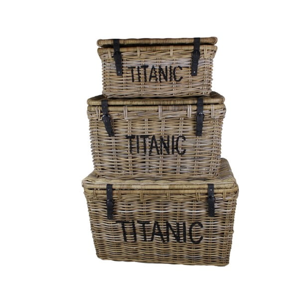 Sada 3 úložných boxů z koboo ratanu HSM collection Titanic