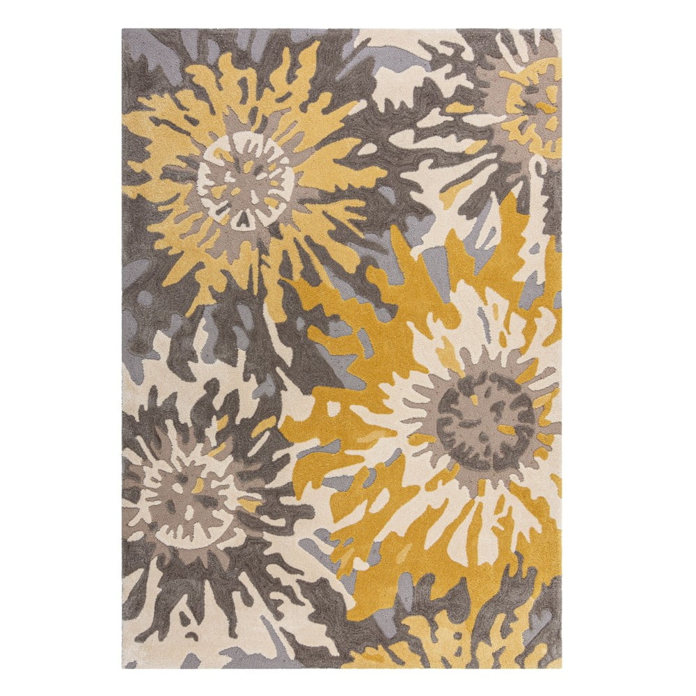Šedo-žlutý koberec Flair Rugs Soft Floral, 120 x 170 cm