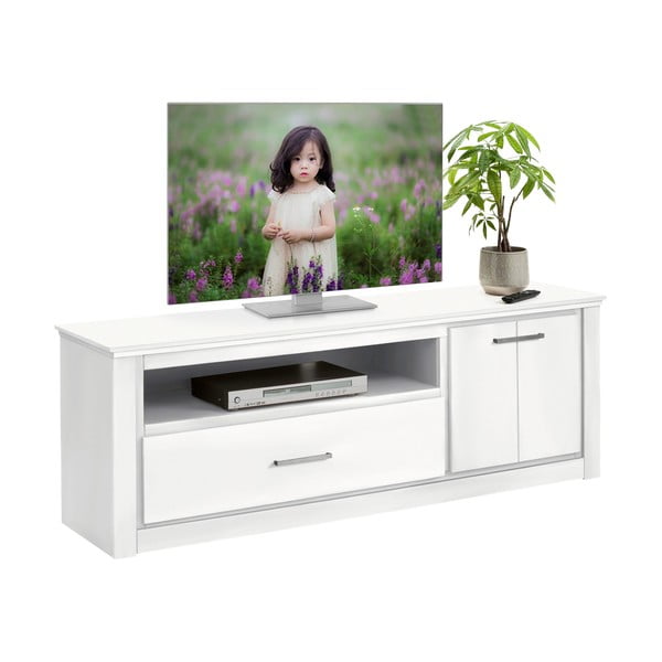Bílý TV stolek z borovicového dřeva 160x55 cm Celia - Støraa-image-2