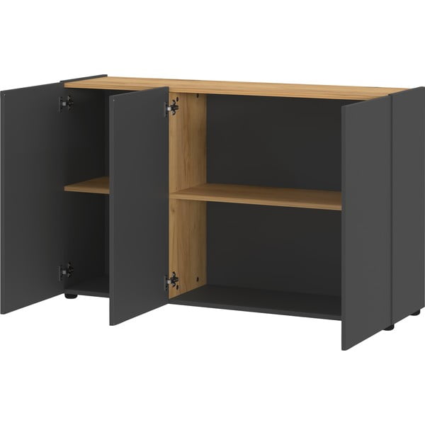 Antracitová skříňka v dekoru dubu 120x76x34 cm Adrano – Germania-image-2