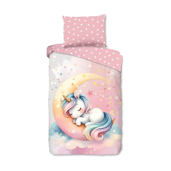 Růžové bavlněné dětské povlečení na jednolůžko 140x200 cm Molly – Good Morning