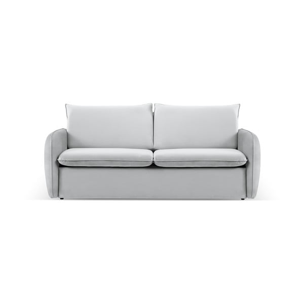 Světle šedá sametová rozkládací pohovka 214 cm Vienna – Cosmopolitan Design