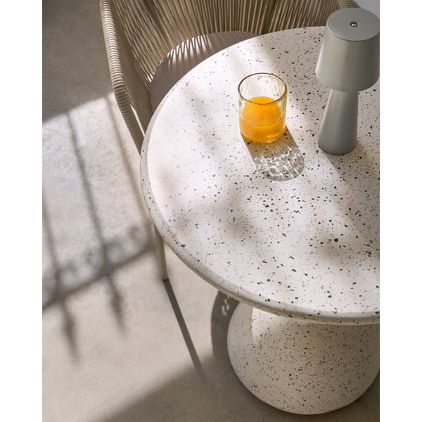 Bílý terrazzo kulatý jídelní stůl ø 70 cm Saura – Kave Home-image-3