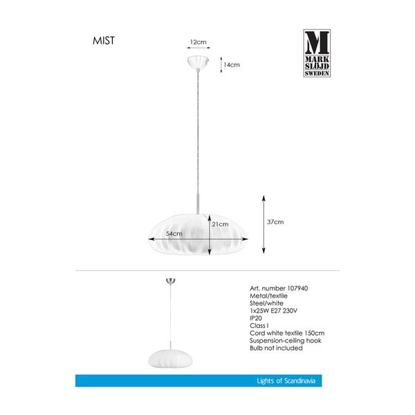 Bílé závěsné svítidlo Markslöjd Mist Pendant-image-3