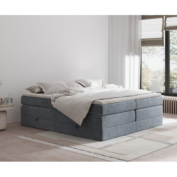 Tmavě šedá boxspring postel s úložným prostorem/bez čela 160x200 cm Juniper – Maison de Rêve-image-1