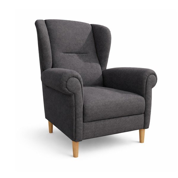 Tmavě šedé křeslo ušák Swan – Ropez