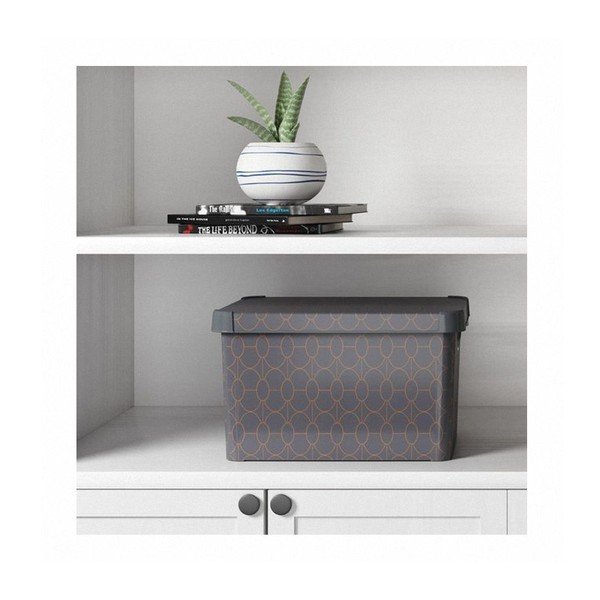 Tmavě šedý úložný box s víkem Curver Art Deco, 22 l-image-2