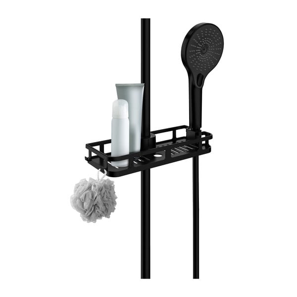 Matně černá samodržící plastová koupelnová polička Libertà – Wenko-image-2