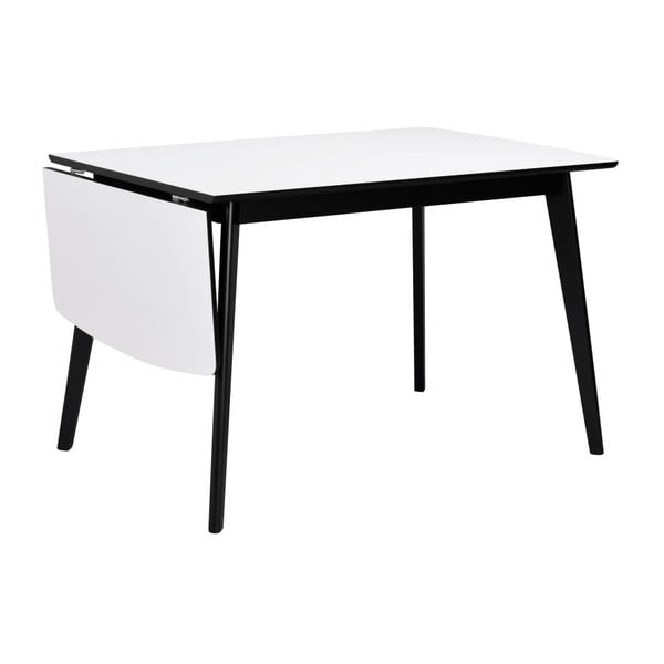 Černobílý jídelní stůl se sklápěcí deskou Rowico Olivia, délka 120 + 40 cm