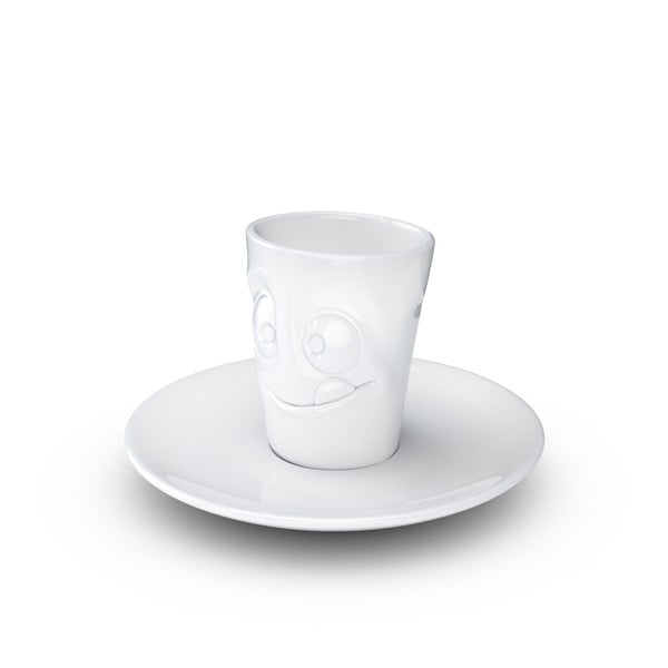 Bílý mlsný porcelánový šálek na espresso s podšálkem 58products, objem 80 ml-image-2