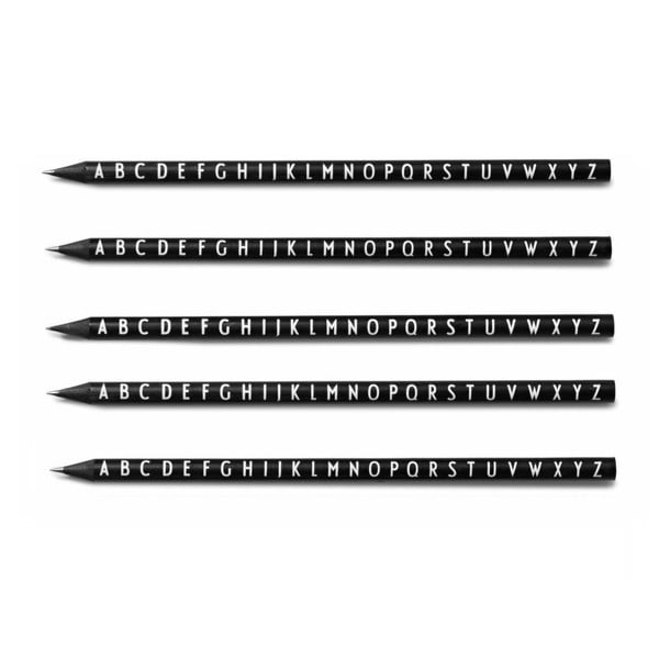 Sada 5 černých tužek Design Letters Pencils