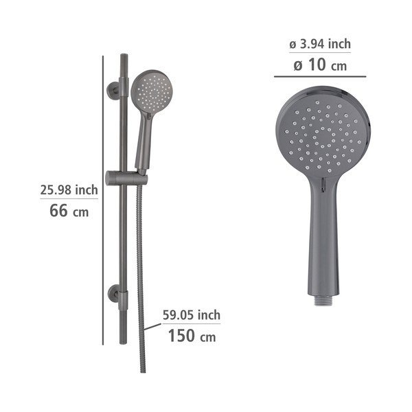 Šedý sprchový set z nerezové oceli 66 cm Young – Wenko-image-3