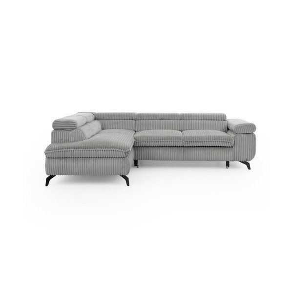 Světle šedá manšestrová rohová pohovka (levý roh/do L) Marbeya  – Ropez