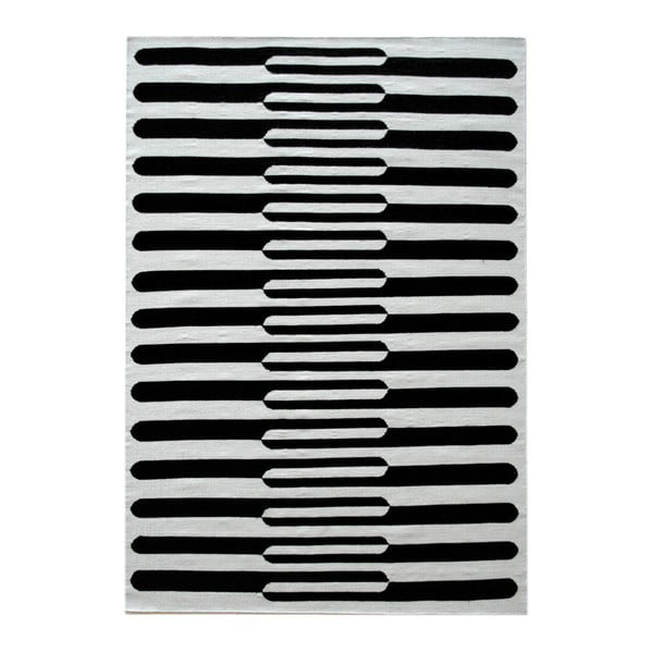 Černobílý ručně tkaný vlněný koberec Linie Design Urd, 50 x 80 cm
