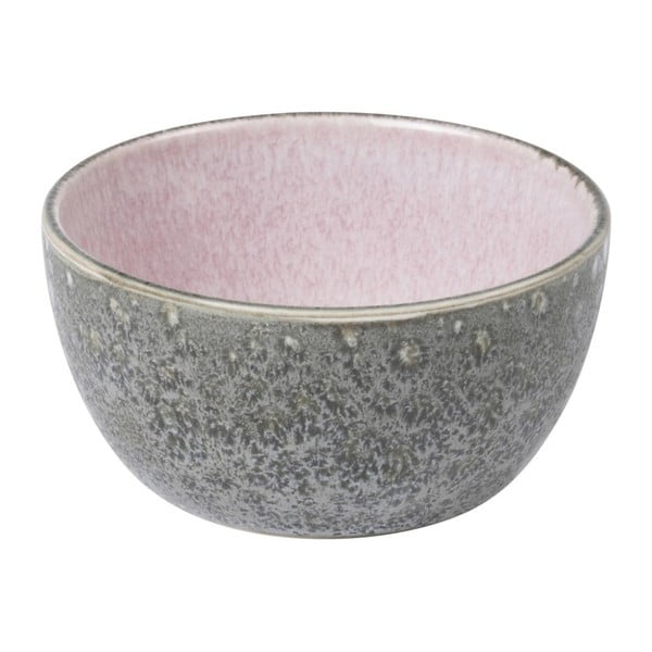 Šedá kameninová miska s vnitřní glazurou v růžové barvě Bitz Mensa, průměr 10 cm
