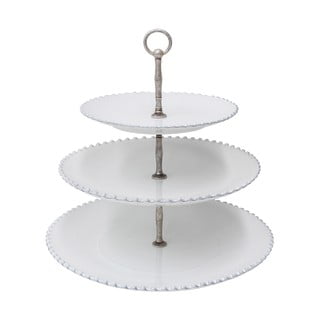 Bílý kameninový etažér Costa Nova Pearl, výška 33 cm