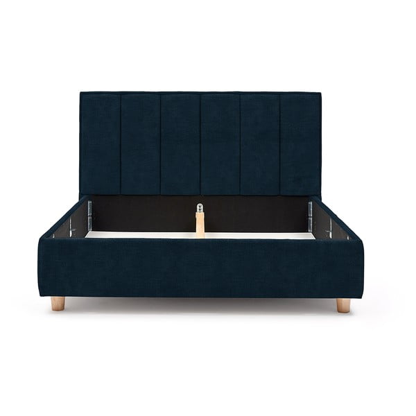 Tmavě modrá dvoulůžková postel s roštem a úložným prostorem ProSpánek Wega, 160 x 200 cm-image-3