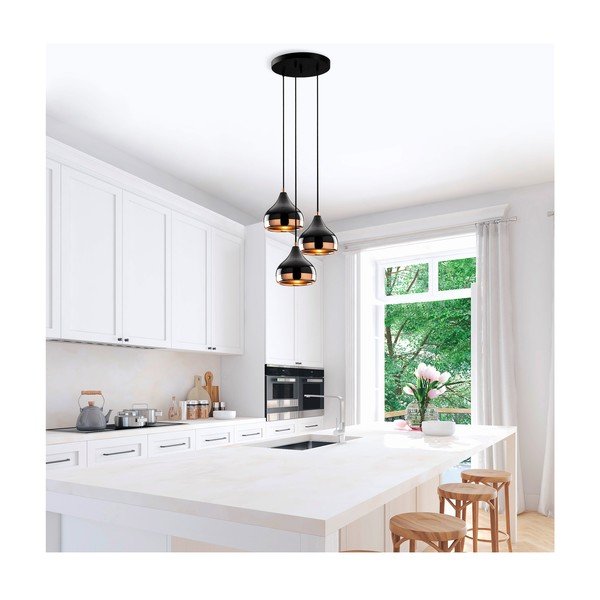 Závěsné svítidlo v černo-měděné barvě pro 3 žárovky Opviq lights Yildo-image-1