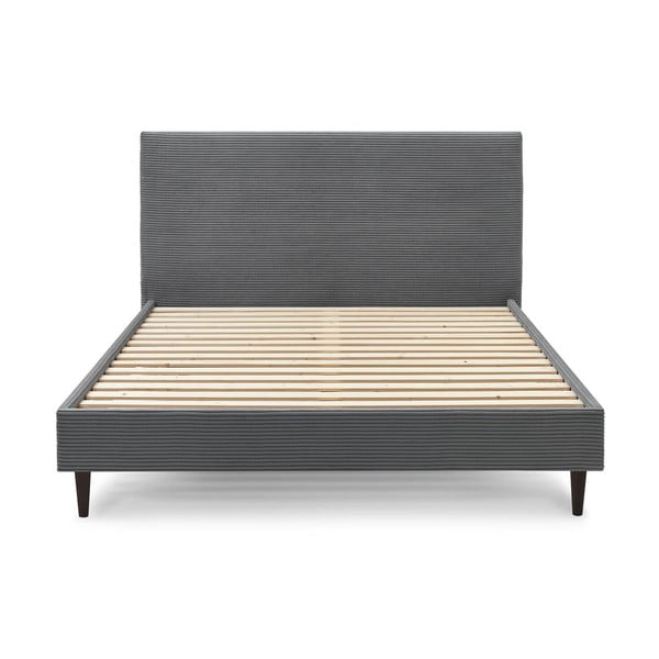 Antracitová čalouněná dvoulůžková postel s roštem 180x200 cm Anja – Bobochic Paris-image-1