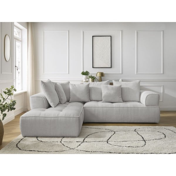 Světle šedá žinylková rohová pohovka (levý roh/do L) Whesley – Bobochic Paris-image-1