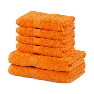 Set 2 bavlněných oranžových osušek a 4 ručníků DecoKing Marina