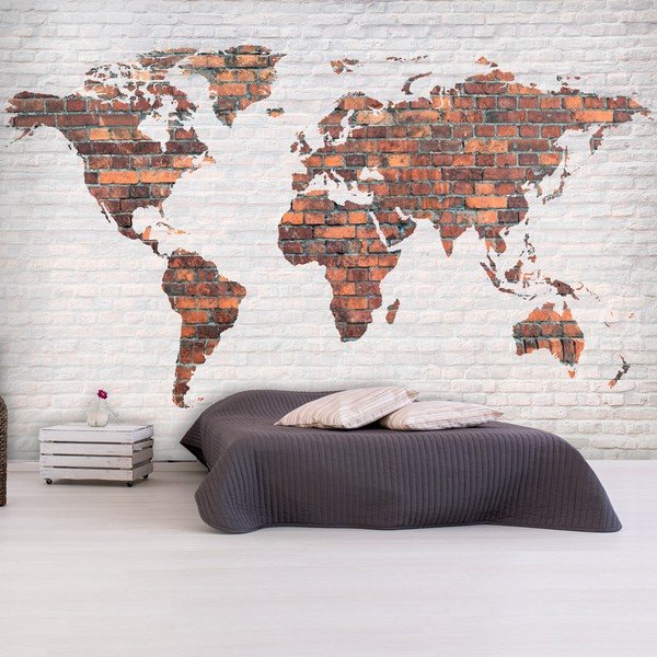 Velkoformátová tapeta Bimago Brick World Map Wall, 400 x 280 cm-image-1